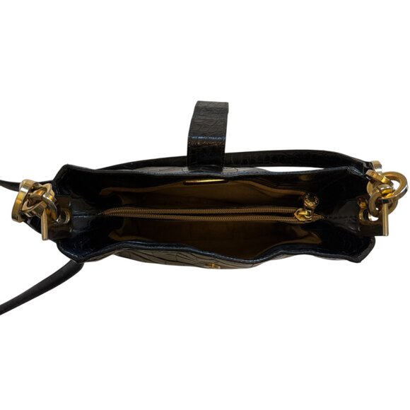 Vintage Black Croc Embossed Crossbody Bag - Picture 3 of 4